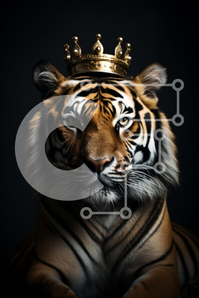 Σετ των 2 Intra Συλλεκτικό Ξύλινο Παζλ Plywood  4mm - Βασιλική Τίγρη με στέμμα Σε Ξύλινο Κουτί - Διαστάσεις: 10x10 cm – 25 κομμάτια