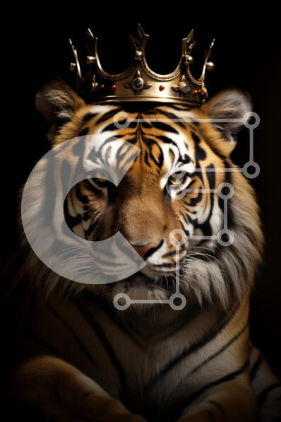 Σετ των 2 Intra Συλλεκτικό Ξύλινο Παζλ Plywood  4mm - Majestic Tiger με στέμμα Σε Ξύλινο Κουτί - Διαστάσεις: 10x10 cm – 25 κομμάτια