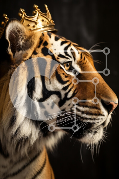 Σετ των 2 Intra Συλλεκτικό Ξύλινο Παζλ Plywood  4mm - Βασιλική Τίγρη με στέμμα Σε Ξύλινο Κουτί - Διαστάσεις: 10x10 cm – 25 κομμάτια