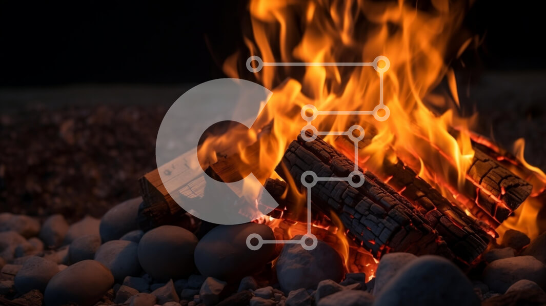 Intra Συλλεκτικό Ξύλινο Παζλ Plywood  4mm - Φωτιά τη νύχτα Σε Ξύλινο Κουτί - Διαστάσεις: 10x10 cm – 25 κομμάτια