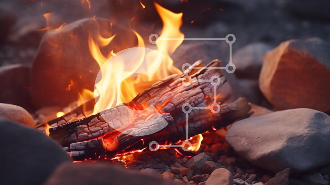 Intra Συλλεκτικό Ξύλινο Παζλ Plywood  4mm - Φωτιά με φλόγες και πέτρες Σε Ξύλινο Κουτί - Διαστάσεις: 10x10 cm – 25 κομμάτια