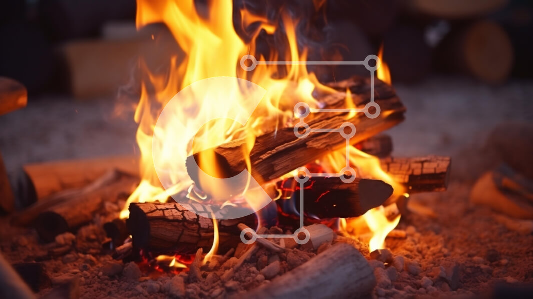 Intra Συλλεκτικό Ξύλινο Παζλ Plywood  4mm - Φωτιά με λαμπερές φλόγες Σε Ξύλινο Κουτί - Διαστάσεις: 10x10 cm – 25 κομμάτια