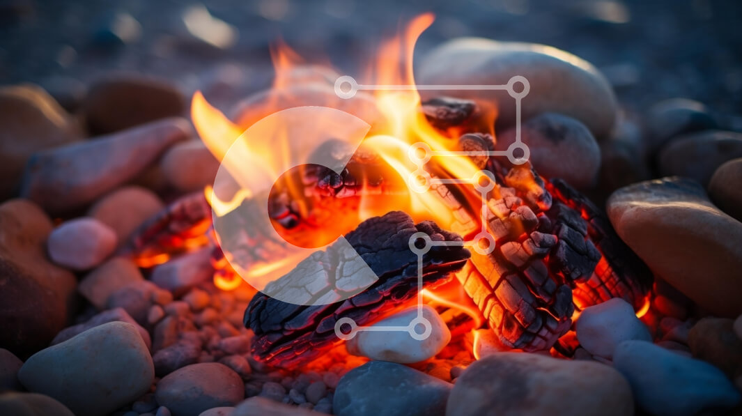 Intra Συλλεκτικό Ξύλινο Παζλ Plywood  4mm - Campfire που περιβάλλεται από River Stones Σε Ξύλινο Κουτί - Διαστάσεις: 10x10 cm – 25 κομμάτια