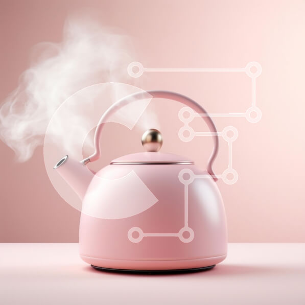 Intra Συλλεκτικό Ξύλινο Παζλ Plywood  4mm - Κομψός ροζ βραστήρας με ατμό Σε Ξύλινο Κουτί - Διαστάσεις: 10x10 cm – 25 κομμάτια