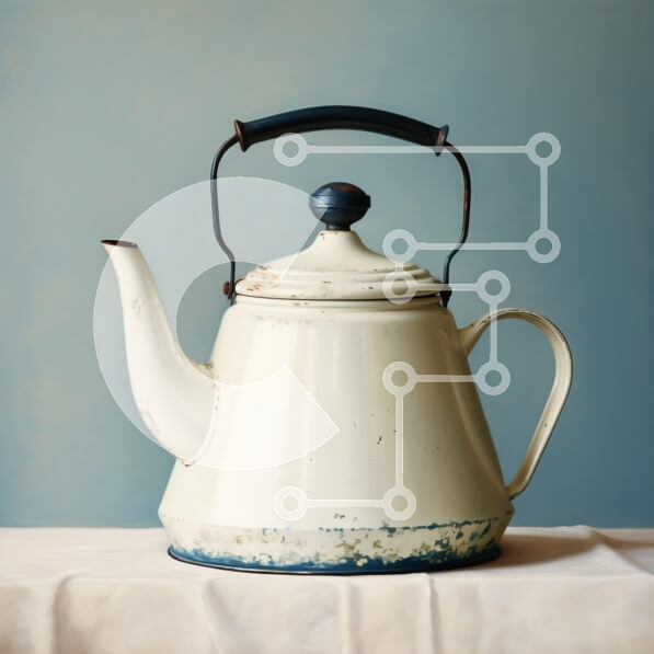 Intra Συλλεκτικό Ξύλινο Παζλ Plywood  4mm - Εκλεκτής ποιότητας βραστήρας κρέμας σε μπλε φόντο Σε Ξύλινο Κουτί - Διαστάσεις: 10x10 cm – 25 κομμάτια