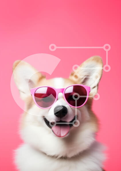 Σετ των 2 Intra Συλλεκτικό Ξύλινο Παζλ Plywood  4mm - Σκύλος Corgi με γυαλιά ηλίου Σε Ξύλινο Κουτί - Διαστάσεις: 10x10 cm – 25 κομμάτια