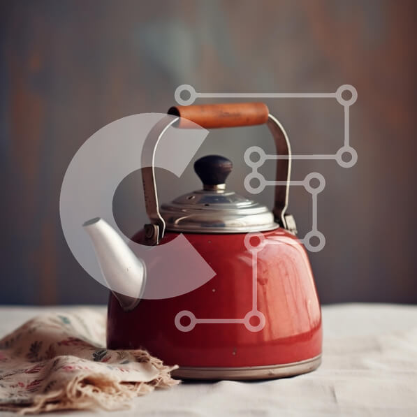 Intra Συλλεκτικό Ξύλινο Παζλ Plywood  4mm - Vintage κόκκινο βραστήρα στο τραπέζι Σε Ξύλινο Κουτί - Διαστάσεις: 10x10 cm – 25 κομμάτια