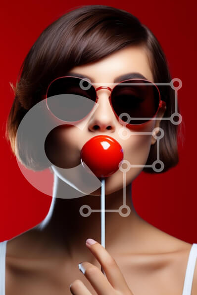 Intra Συλλεκτικό Ξύλινο Παζλ Plywood  4mm - Μοντέρνα γυναίκα με κόκκινο γλειφιτζούρι Σε Ξύλινο Κουτί - Διαστάσεις Puzzle: 10x10 cm – 25 κομμάτια