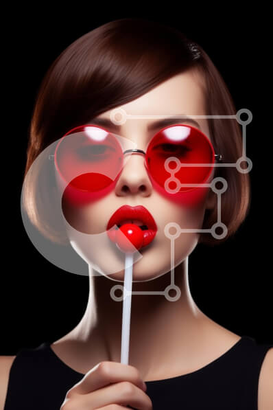 Intra Συλλεκτικό Ξύλινο Παζλ Plywood  4mm - Λαμπερή γυναίκα με κόκκινα αξεσουάρ Σε Ξύλινο Κουτί - Διαστάσεις Puzzle: 10x10 cm – 25 κομμάτια