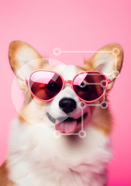 Σετ των 2 Intra Συλλεκτικό Ξύλινο Παζλ Plywood  4mm - Παιχνιδιάρικο σκυλί με ροζ γυαλιά ηλίου Σε Ξύλινο Κουτί - Διαστάσεις: 10x10 cm – 25 κομμάτια