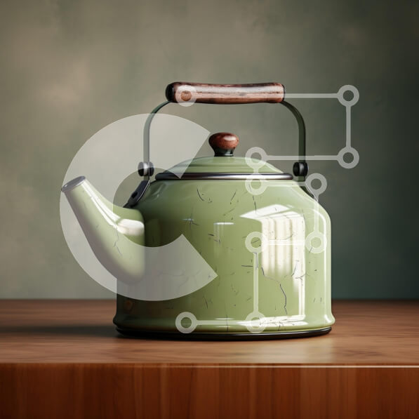 Intra Συλλεκτικό Ξύλινο Παζλ Plywood  4mm - Vintage πράσινο βραστήρα σε ξύλινη επιφάνεια Σε Ξύλινο Κουτί - Διαστάσεις: 10x10 cm – 25 κομμάτια