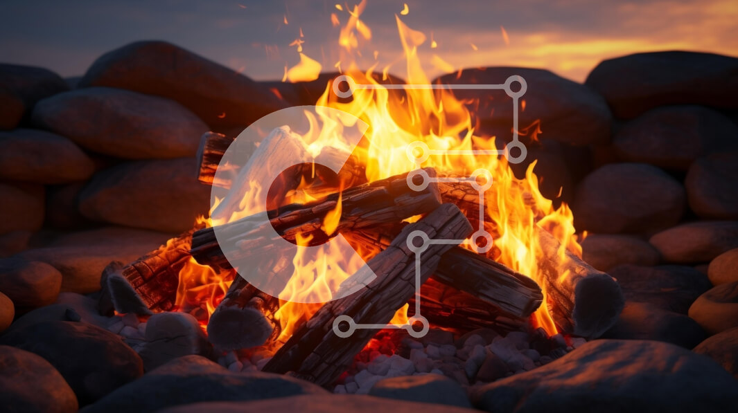 Intra Συλλεκτικό Ξύλινο Παζλ Plywood  4mm - Φωτιά κάτω από τον ουρανό του Λυκόφωτος Σε Ξύλινο Κουτί - Διαστάσεις: 10x10 cm – 25 κομμάτια