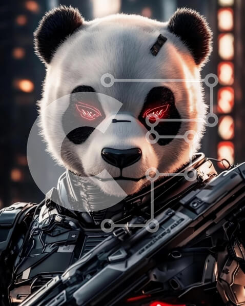 Intra Συλλεκτικό Ξύλινο Παζλ Plywood  4mm - Φουτουριστικό Panda Humanoid με ρομποτική πανοπλία Σε Ξύλινο Κουτί - Διαστάσεις Puzzle: 10x10 cm – 25 κομμάτια