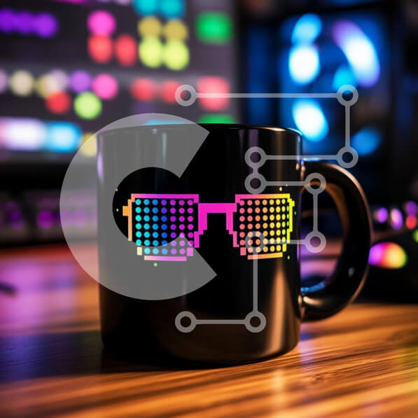 Intra Συλλεκτικό Ξύλινο Παζλ Plywood  4mm - Πολύχρωμη κούπα γυαλιών ηλίου με pixel σε ξύλινη επιφάνεια Σε Ξύλινο Κουτί - Διαστάσεις: 10x10 cm – 25 κομμάτια