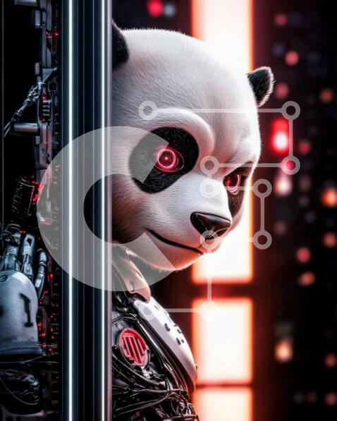 Intra Συλλεκτικό Ξύλινο Παζλ Plywood  4mm - Φουτουριστικό Ρομποτικό Πάντα Σε Ξύλινο Κουτί - Διαστάσεις Puzzle: 10x10 cm – 25 κομμάτια