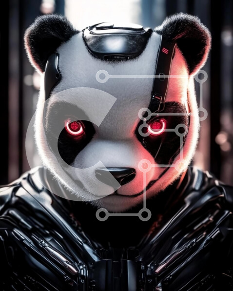 Intra Συλλεκτικό Ξύλινο Παζλ Plywood  4mm - Φουτουριστικό ρομπότ Panda Σε Ξύλινο Κουτί - Διαστάσεις Puzzle: 10x10 cm – 25 κομμάτια