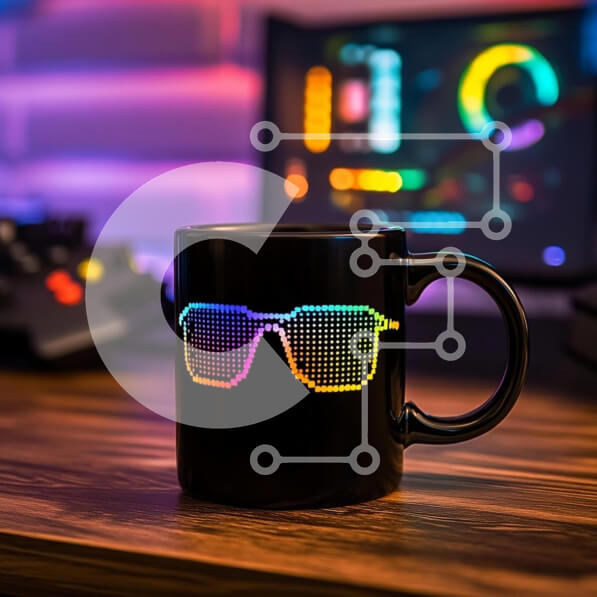 Intra Συλλεκτικό Ξύλινο Παζλ Plywood  4mm - Πολύχρωμη κούπα γυαλιών ηλίου σε ένα ξύλινο γραφείο Σε Ξύλινο Κουτί - Διαστάσεις: 10x10 cm – 25 κομμάτια