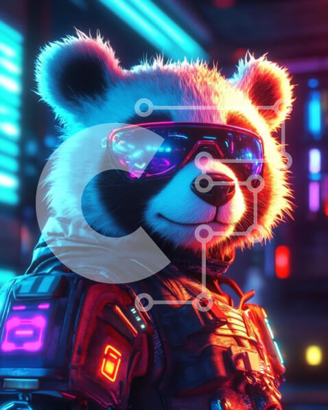 Σετ των 2 Intra Συλλεκτικό Ξύλινο Παζλ Plywood  4mm - Φουτουριστικός χαρακτήρας Panda Σε Ξύλινο Κουτί - Διαστάσεις: 10x10 cm – 25 κομμάτια