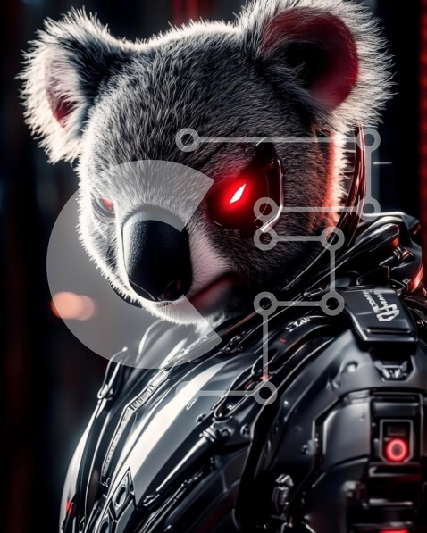 Σετ των 2 Intra Συλλεκτικό Ξύλινο Παζλ Plywood  4mm - Φουτουριστικό κοάλα με ρομποτική πανοπλία Σε Ξύλινο Κουτί - Διαστάσεις: 10x10 cm – 25 κομμάτια