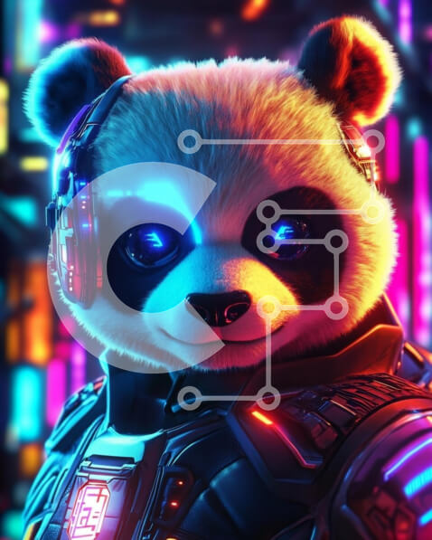 Σετ των 2 Intra Συλλεκτικό Ξύλινο Παζλ Plywood  4mm - Φουτουριστικό Panda με ακουστικά Σε Ξύλινο Κουτί - Διαστάσεις: 10x10 cm – 25 κομμάτια