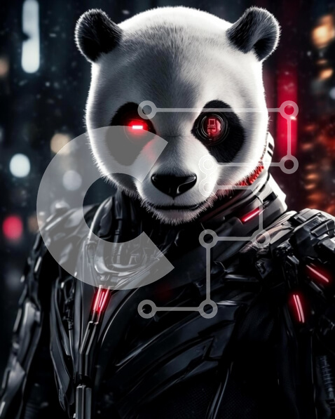 Σετ των 2 Intra Συλλεκτικό Ξύλινο Παζλ Plywood  4mm - Φουτουριστικός χαρακτήρας Panda με Κυβερνητική στολή Σε Ξύλινο Κουτί - Διαστάσεις: 10x10 cm – 25 κομμάτια