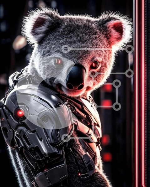 Σετ των 2 Intra Συλλεκτικό Ξύλινο Παζλ Plywood  4mm - Ρομποτικό Κοάλα με Κυβερνητικές Βελτιώσεις Σε Ξύλινο Κουτί - Διαστάσεις: 10x10 cm – 25 κομμάτια