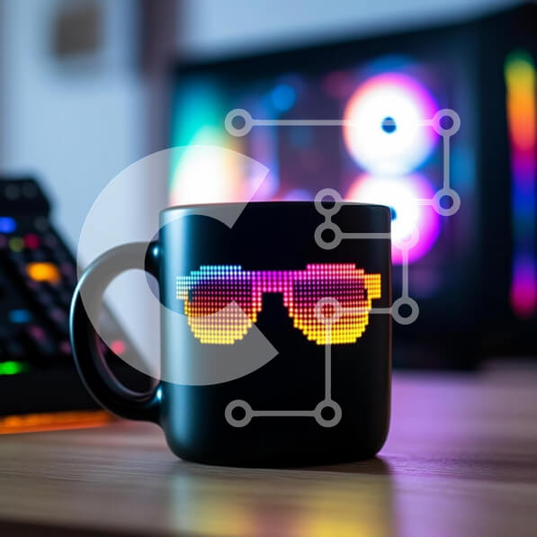 Intra Συλλεκτικό Ξύλινο Παζλ Plywood  4mm - Κομψή κούπα γυαλιών ηλίου με pixel με πολύχρωμο φόντο Σε Ξύλινο Κουτί - Διαστάσεις: 10x10 cm – 25 κομμάτια