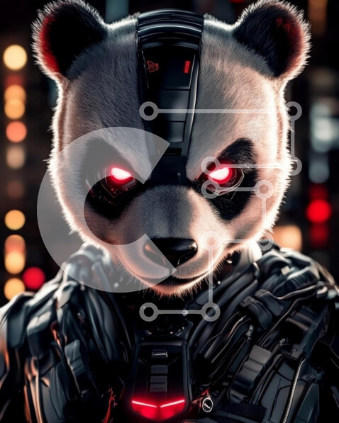 Σετ των 2 Intra Συλλεκτικό Ξύλινο Παζλ Plywood  4mm - Φουτουριστικό Ρομποτικό Πάντα Σε Ξύλινο Κουτί - Διαστάσεις: 10x10 cm – 25 κομμάτια