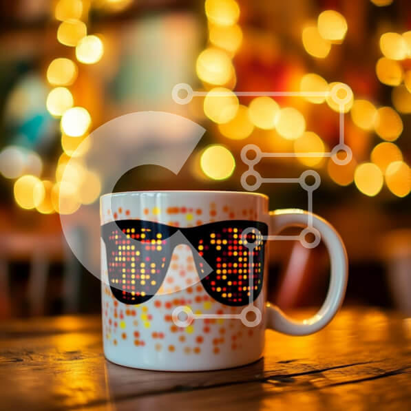 Intra Συλλεκτικό Ξύλινο Παζλ Plywood  4mm - Κομψή κούπα με σχέδιο γυαλιών ηλίου Σε Ξύλινο Κουτί - Διαστάσεις: 10x10 cm – 25 κομμάτια