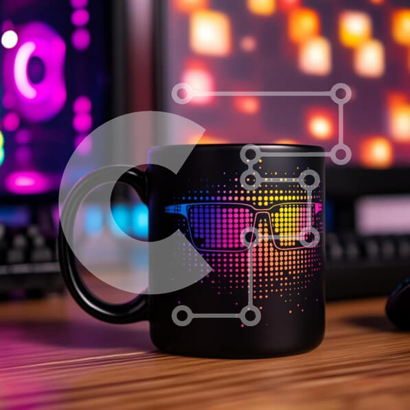 Intra Συλλεκτικό Ξύλινο Παζλ Plywood  4mm - Κούπα καφέ πολύχρωμα γυαλιά ηλίου Σε Ξύλινο Κουτί - Διαστάσεις: 10x10 cm – 25 κομμάτια