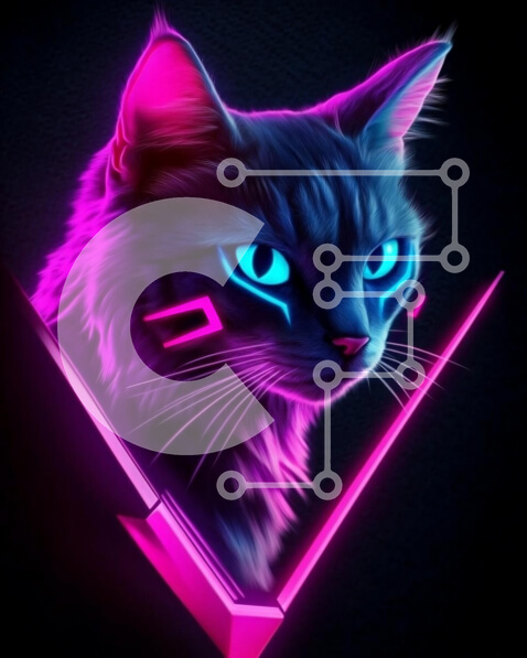 Σετ των 2 Intra Συλλεκτικό Ξύλινο Παζλ Plywood  4mm - Neon Cat Art Σε Ξύλινο Κουτί - Διαστάσεις: 10x10 cm – 25 κομμάτια