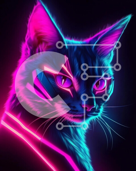 Σετ των 2 Intra Συλλεκτικό Ξύλινο Παζλ Plywood  4mm - Πορτρέτο γάτας νέον Σε Ξύλινο Κουτί - Διαστάσεις: 10x10 cm – 25 κομμάτια