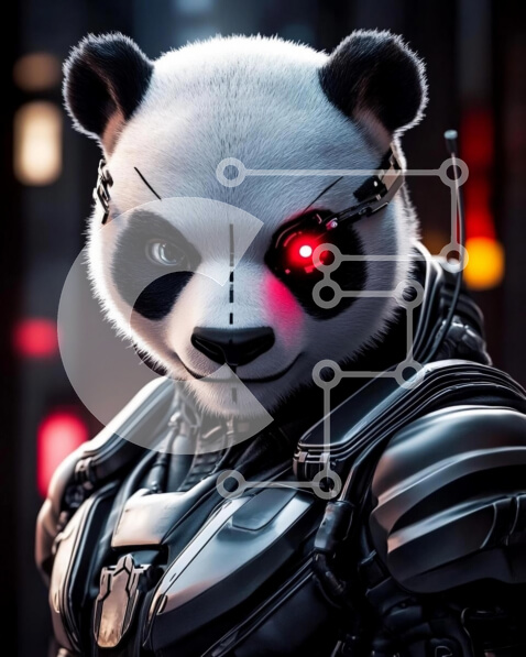 Σετ των 2 Intra Συλλεκτικό Ξύλινο Παζλ Plywood  4mm - Φουτουριστικός χαρακτήρας Panda Σε Ξύλινο Κουτί - Διαστάσεις: 10x10 cm – 25 κομμάτια