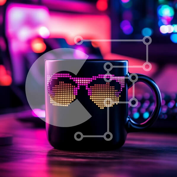 Intra Συλλεκτικό Ξύλινο Παζλ Plywood  4mm - Πολύχρωμη κούπα γυαλιών ηλίου με pixel σε ένα ζωντανό περιβάλλον Σε Ξύλινο Κουτί - Διαστάσεις: 10x10 cm – 25 κομμάτια