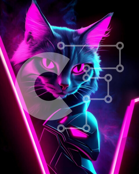 Σετ των 2 Intra Συλλεκτικό Ξύλινο Παζλ Plywood  4mm - Φουτουριστική γάτα με πανοπλία Σε Ξύλινο Κουτί - Διαστάσεις: 10x10 cm – 25 κομμάτια