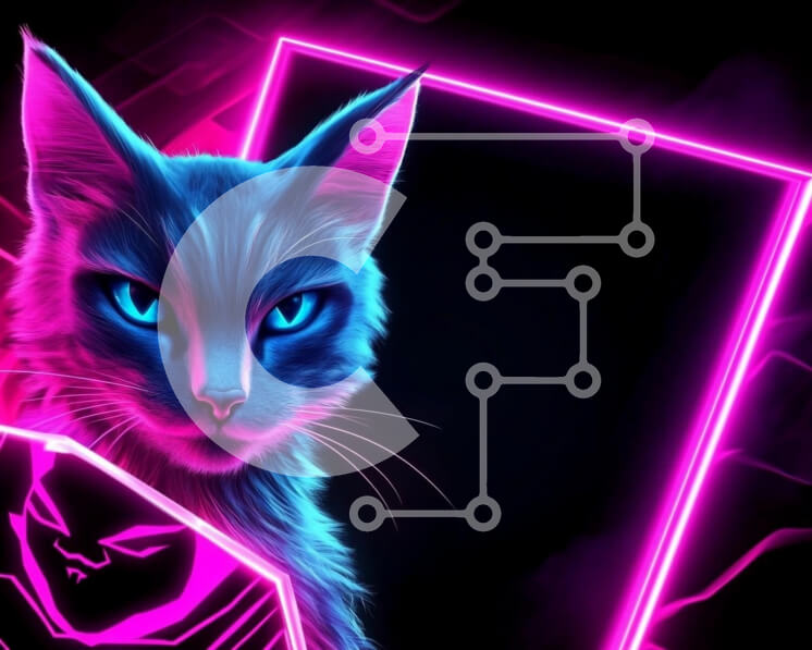 Intra Συλλεκτικό Ξύλινο Παζλ Plywood  4mm - Νέον μπλε πορτρέτο γάτας Σε Ξύλινο Κουτί - Διαστάσεις: 10x10 cm – 25 κομμάτια