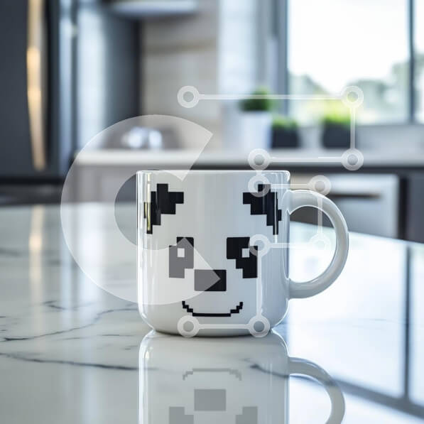 Intra Συλλεκτικό Ξύλινο Παζλ Plywood  4mm - Κούπα προσώπου Panda σε μαρμάρινο πάγκο Σε Ξύλινο Κουτί - Διαστάσεις: 10x10 cm – 25 κομμάτια