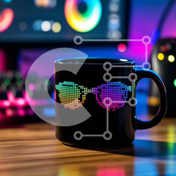 Intra Συλλεκτικό Ξύλινο Παζλ Plywood  4mm - Πολύχρωμη κούπα γυαλιών ηλίου Pixel Σε Ξύλινο Κουτί - Διαστάσεις: 10x10 cm – 25 κομμάτια