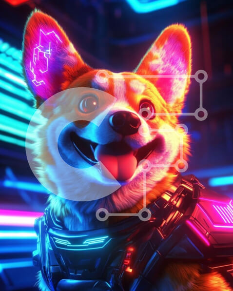 Σετ των 2 Intra Συλλεκτικό Ξύλινο Παζλ Plywood  4mm - Φουτουριστικό Corgi με φώτα νέον Σε Ξύλινο Κουτί - Διαστάσεις: 10x10 cm – 25 κομμάτια