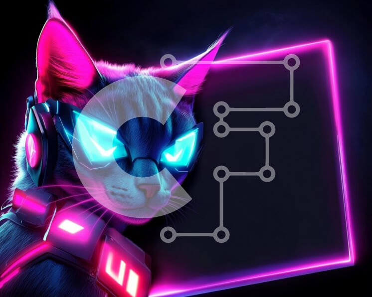 Intra Συλλεκτικό Ξύλινο Παζλ Plywood  4mm - Φουτουριστική γάτα με νέον τόνους Σε Ξύλινο Κουτί - Διαστάσεις: 10x10 cm – 25 κομμάτια