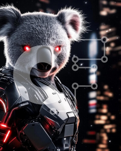 Σετ των 2 Intra Συλλεκτικό Ξύλινο Παζλ Plywood  4mm - Φουτουριστικός χαρακτήρας κοάλα σε πανοπλία υψηλής τεχνολογίας Σε Ξύλινο Κουτί - Διαστάσεις: 10x10 cm – 25 κομμάτια