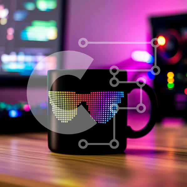 Intra Συλλεκτικό Ξύλινο Παζλ Plywood  4mm - Πολύχρωμη κούπα γυαλιών ηλίου στο μοντέρνο γραφείο Σε Ξύλινο Κουτί - Διαστάσεις: 10x10 cm – 25 κομμάτια