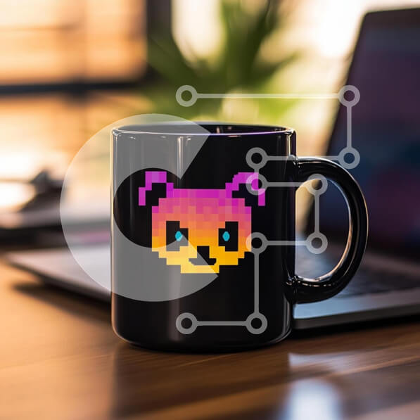 Intra Συλλεκτικό Ξύλινο Παζλ Plywood  4mm - Κούπα Pixel Art Bear σε ξύλινο τραπέζι Σε Ξύλινο Κουτί - Διαστάσεις: 10x10 cm – 25 κομμάτια