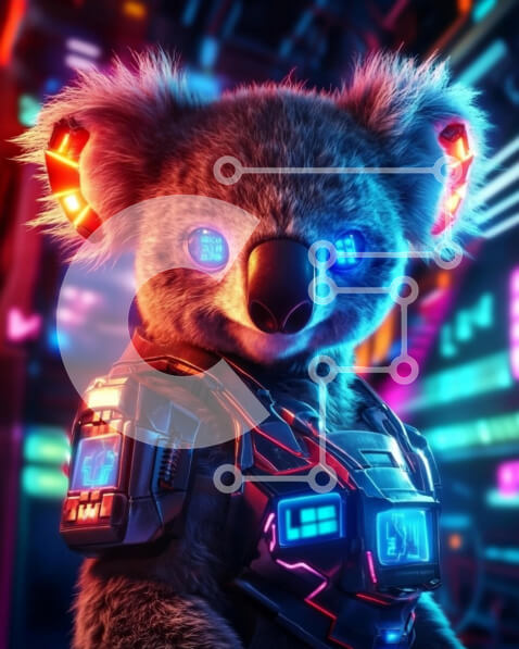 Σετ των 2 Intra Συλλεκτικό Ξύλινο Παζλ Plywood  4mm - Φουτουριστικός χαρακτήρας κοάλα Σε Ξύλινο Κουτί - Διαστάσεις: 10x10 cm – 25 κομμάτια