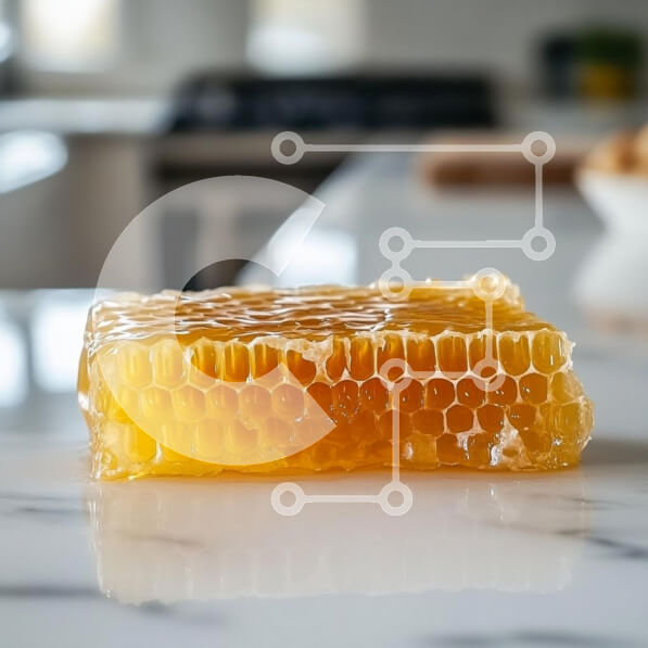 Σετ των 2 Intra Συλλεκτικό Ξύλινο Παζλ Plywood  4mm - Κοντινό πλάνο της κηρήθρας σε μαρμάρινο πάγκο Σε Ξύλινο Κουτί - Διαστάσεις: 10x10 cm – 25 κομμάτια