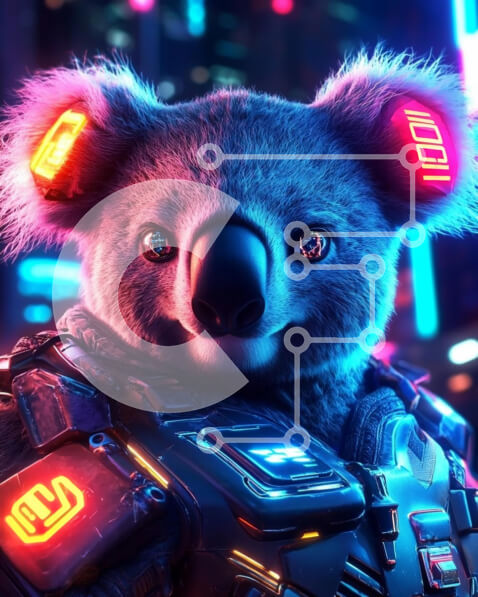 Σετ των 2 Intra Συλλεκτικό Ξύλινο Παζλ Plywood  4mm - Φουτουριστικό κοάλα στην πόλη του Νέον Σε Ξύλινο Κουτί - Διαστάσεις: 10x10 cm – 25 κομμάτια