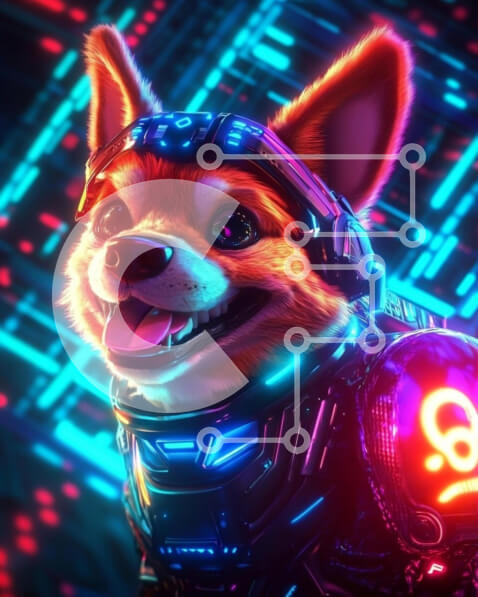 Σετ των 2 Intra Συλλεκτικό Ξύλινο Παζλ Plywood  4mm - Φουτουριστικό Corgi σε νέο φόντο Σε Ξύλινο Κουτί - Διαστάσεις: 10x10 cm – 25 κομμάτια