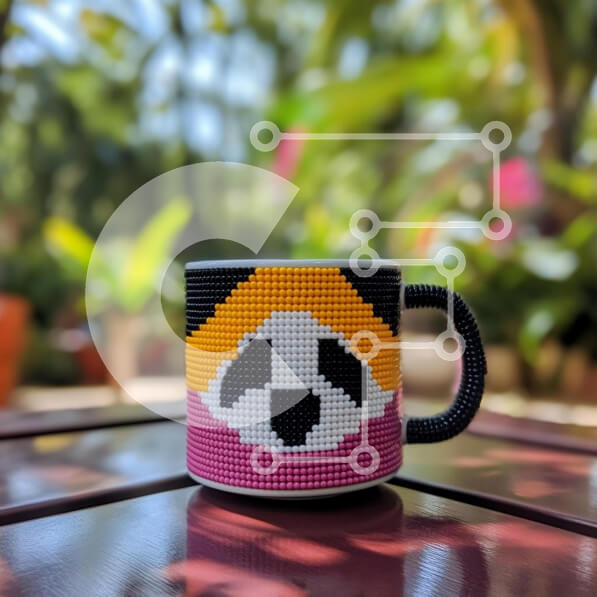 Intra Συλλεκτικό Ξύλινο Παζλ Plywood  4mm - Διακοσμητική κούπα με χάντρες με σχέδιο Panda Σε Ξύλινο Κουτί - Διαστάσεις: 10x10 cm – 25 κομμάτια