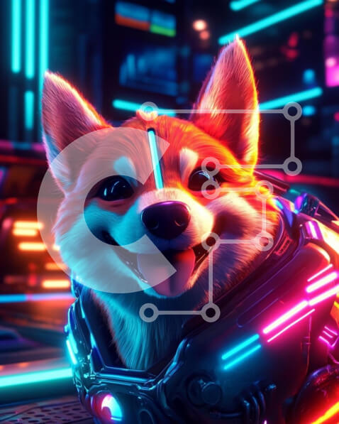 Σετ των 2 Intra Συλλεκτικό Ξύλινο Παζλ Plywood  4mm - Φουτουριστικό Corgi με φώτα νέον Σε Ξύλινο Κουτί - Διαστάσεις: 10x10 cm – 25 κομμάτια