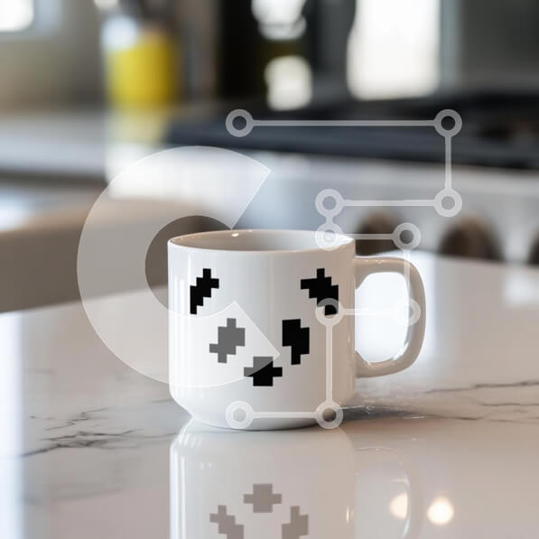 Intra Συλλεκτικό Ξύλινο Παζλ Plywood  4mm - Κούπα Panda Pixelated σε μαρμάρινο πάγκο Σε Ξύλινο Κουτί - Διαστάσεις: 10x10 cm – 25 κομμάτια